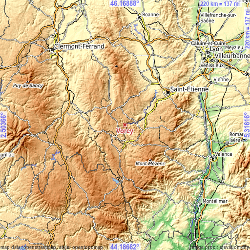 Topographic map of Vorey