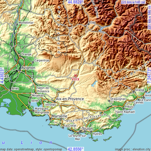 Topographic map of Volx