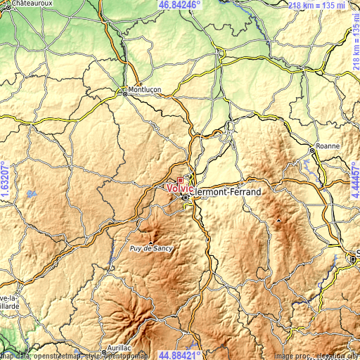 Topographic map of Volvic