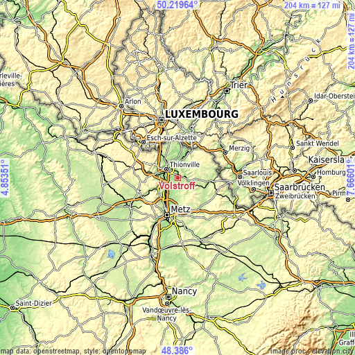 Topographic map of Volstroff