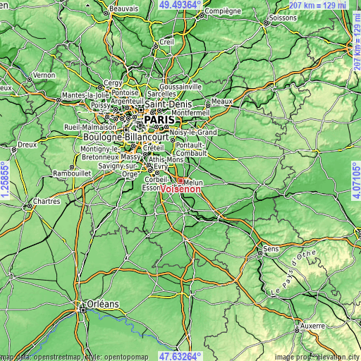 Topographic map of Voisenon