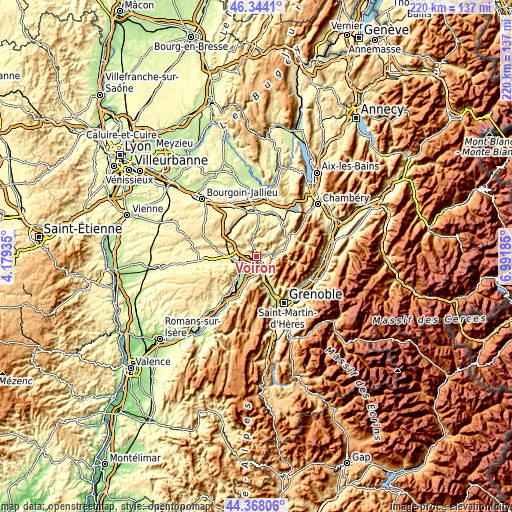 Topographic map of Voiron