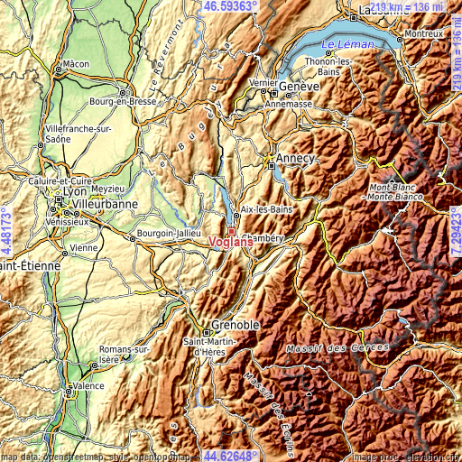 Topographic map of Voglans