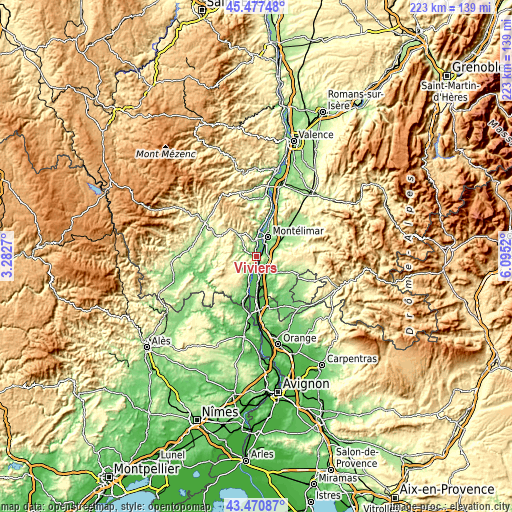 Topographic map of Viviers