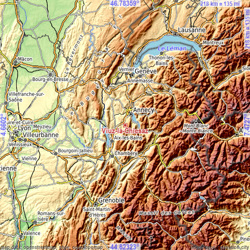 Topographic map of Viuz-la-Chiésaz