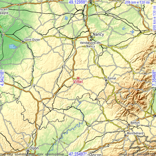 Topographic map of Vittel