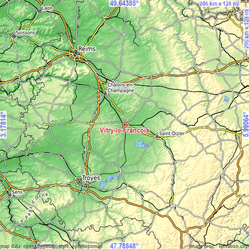 Topographic map of Vitry-le-François