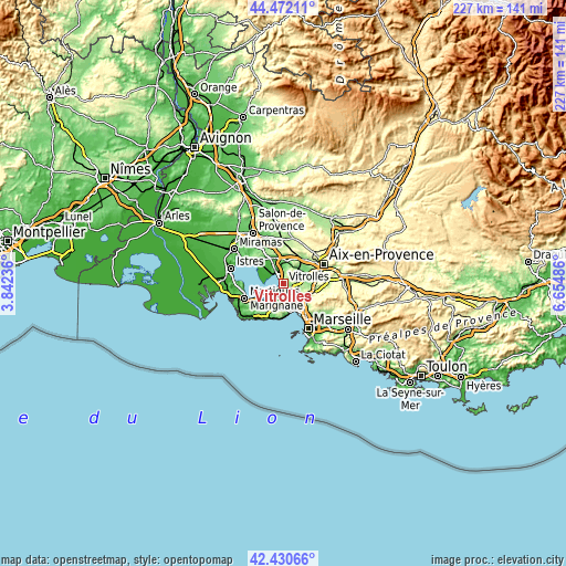 Topographic map of Vitrolles