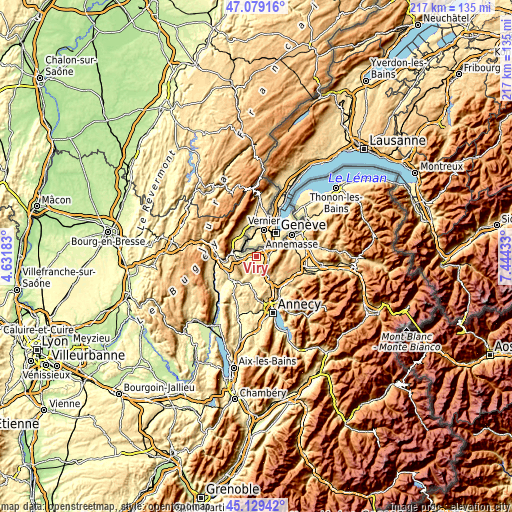 Topographic map of Viry