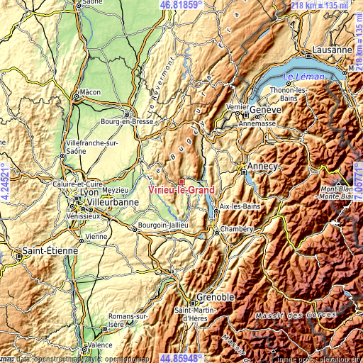 Topographic map of Virieu-le-Grand