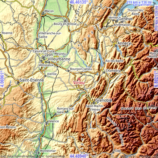 Topographic map of Virieu