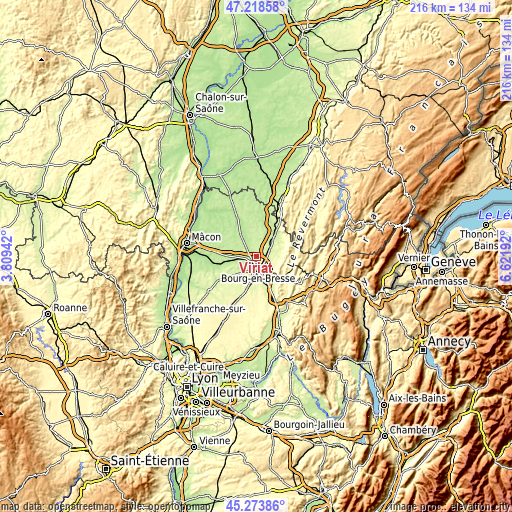 Topographic map of Viriat