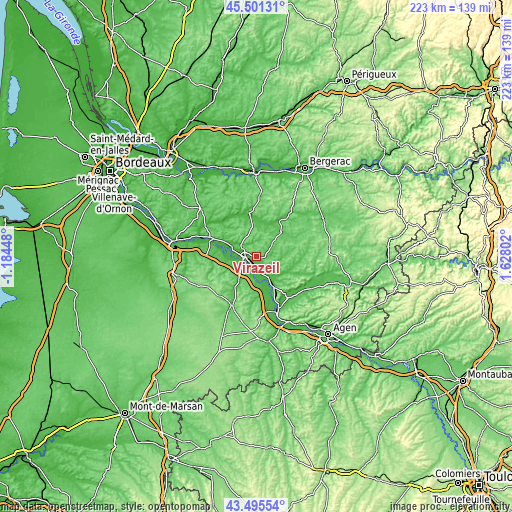 Topographic map of Virazeil