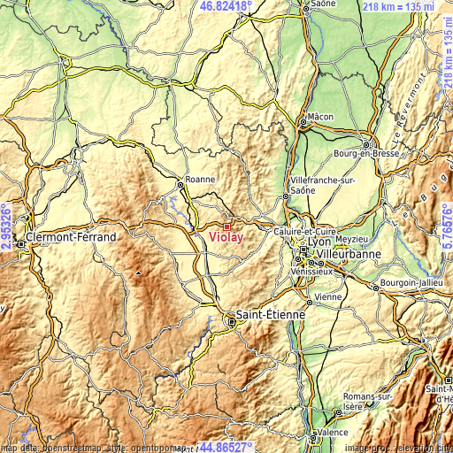 Topographic map of Violay