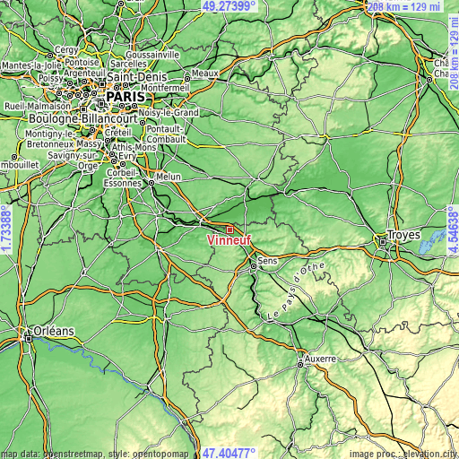 Topographic map of Vinneuf