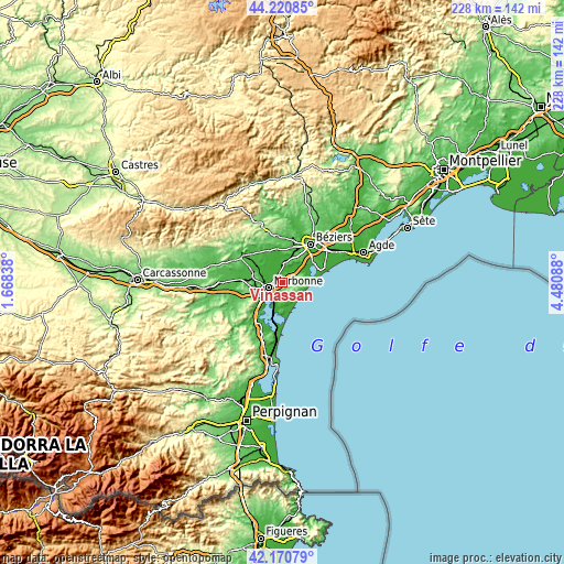 Topographic map of Vinassan