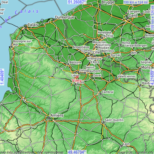 Topographic map of Vimy