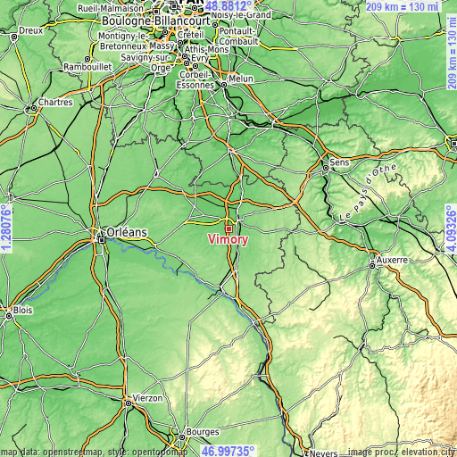 Topographic map of Vimory