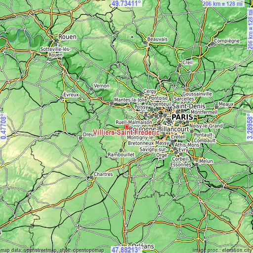 Topographic map of Villiers-Saint-Fréderic