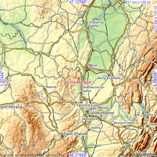 Topographic map of Villié-Morgon