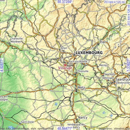 Topographic map of Villerupt