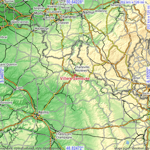 Topographic map of Villers-Semeuse