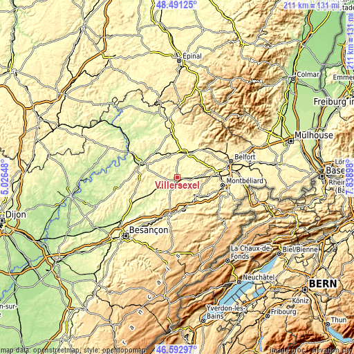 Topographic map of Villersexel