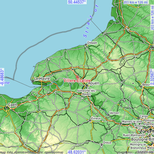 Topographic map of Villers-Écalles