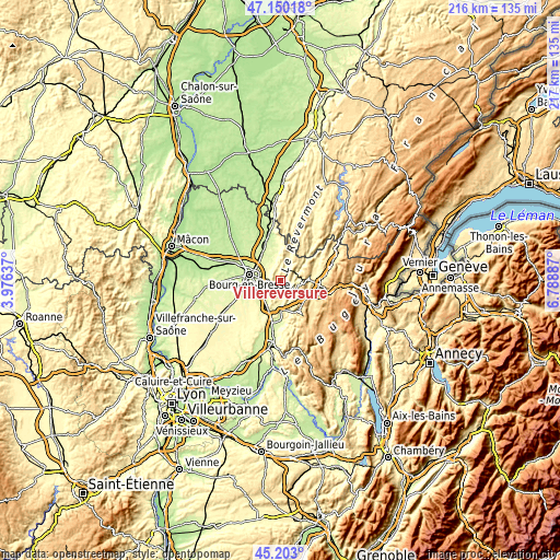 Topographic map of Villereversure