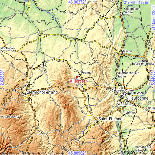 Topographic map of Villerest