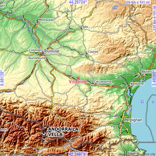 Topographic map of Villepinte