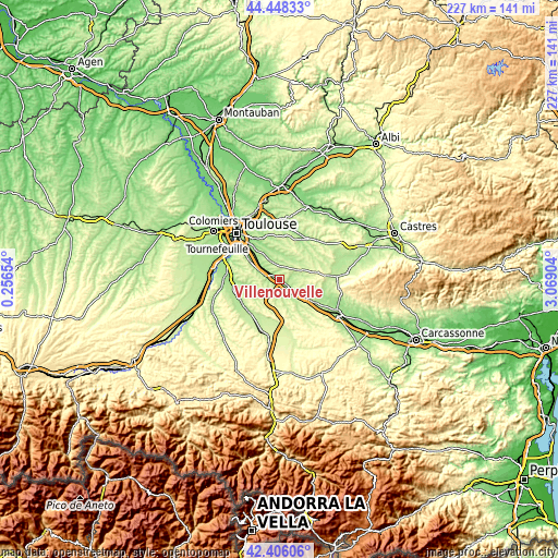 Topographic map of Villenouvelle