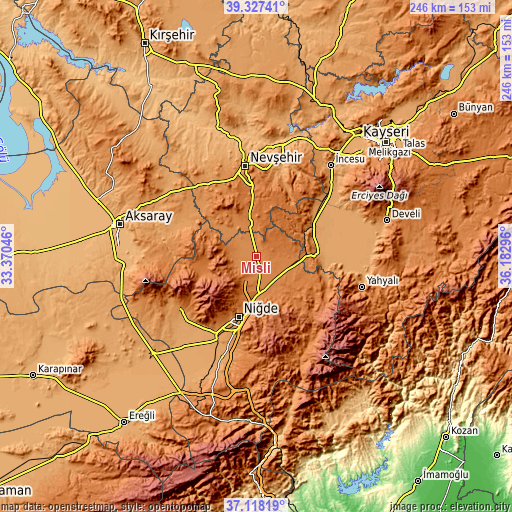Topographic map of Misli
