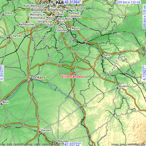 Topographic map of Villemandeur