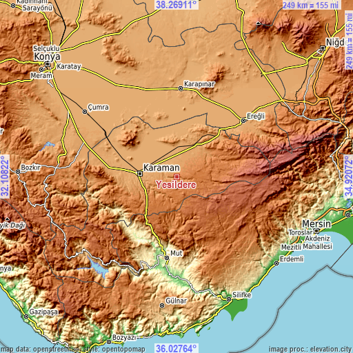 Topographic map of Yeşildere