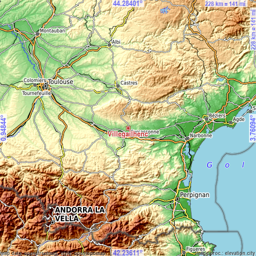 Topographic map of Villegailhenc