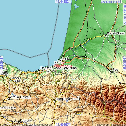 Topographic map of Villefranque