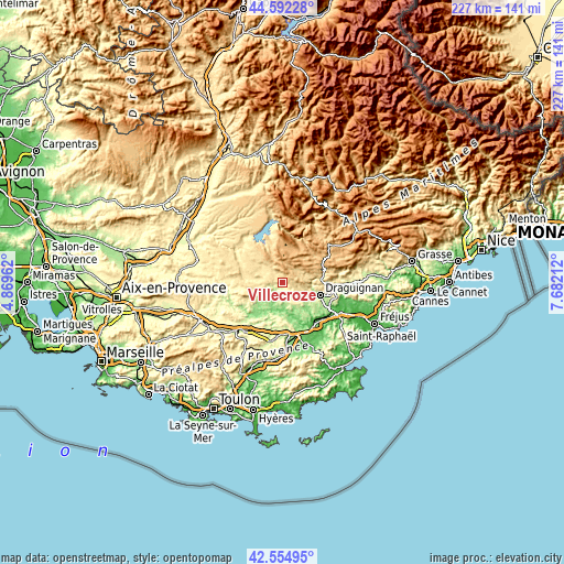 Topographic map of Villecroze