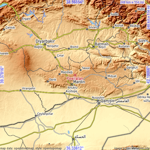Topographic map of Yeşilalan