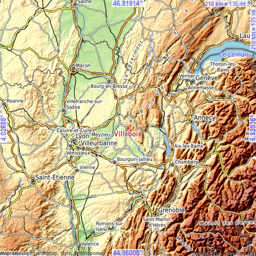 Topographic map of Villebois