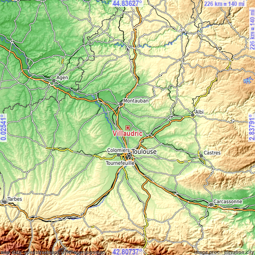 Topographic map of Villaudric