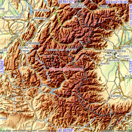 Topographic map of Villar-Saint-Pancrace