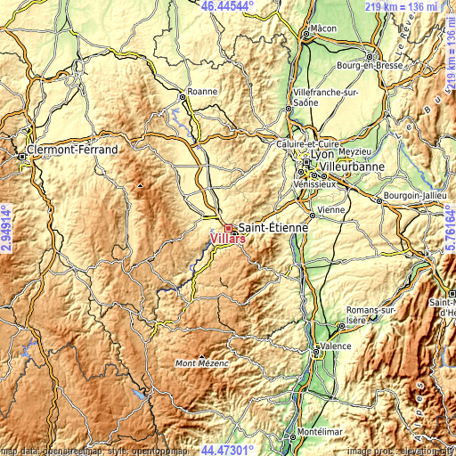 Topographic map of Villars