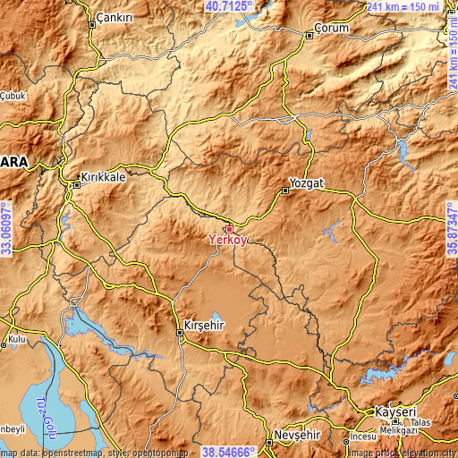 Topographic map of Yerköy