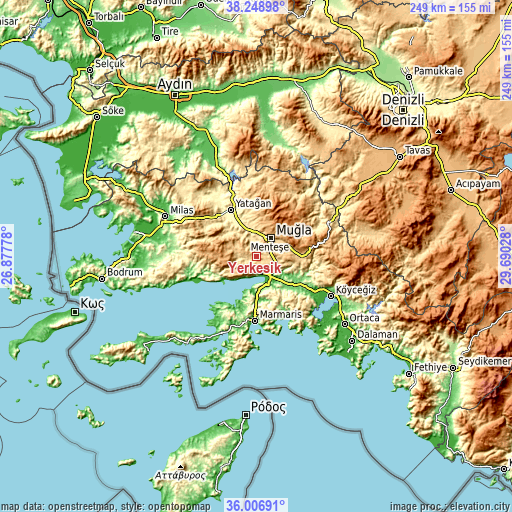 Topographic map of Yerkesik