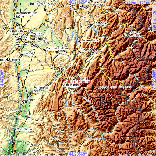 Topographic map of Villard-Bonnot