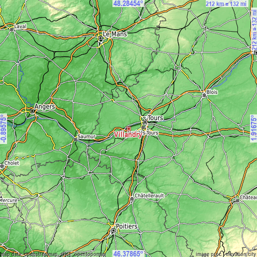 Topographic map of Villandry