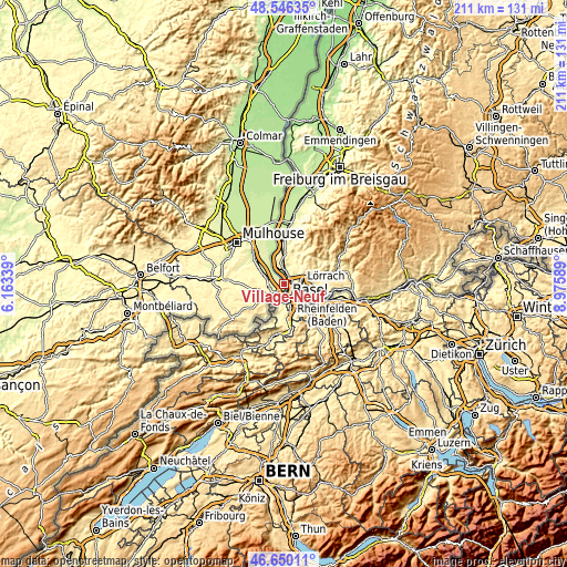 Topographic map of Village-Neuf