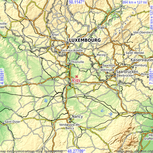 Topographic map of Vigy