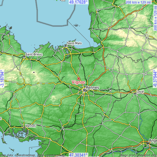 Topographic map of Vignoc